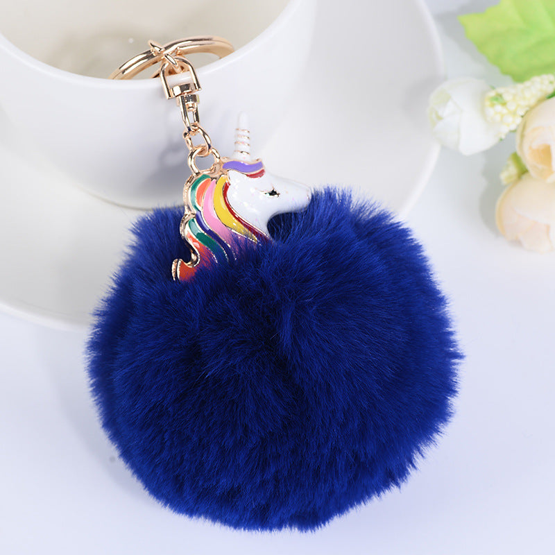 Wholesale Plush Pendant Creative Unicorn Fashion Metal Keychains